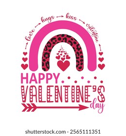 Happy Valentine's Day Typography T-shirt Design Vector - Valentine's Day Clipart Graphics