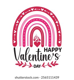 Happy Valentine's Day Typography T-shirt Design Vector - Valentine's Day Clipart Graphics