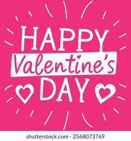 Happy Valentines day typography, Valentine template banner Vector Pink background , Vector design.