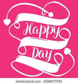 Happy Valentines day typography, Valentine template banner Vector Pink background , Vector design.