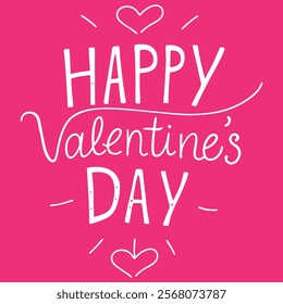 Happy Valentines day typography, Valentine template banner Vector Pink background , Vector design.