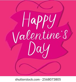 Happy Valentines day typography, Valentine template banner Vector Pink background , Vector design.