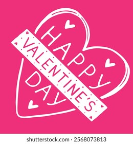Happy Valentines day typography, Valentine template banner Vector Pink background , Vector design.