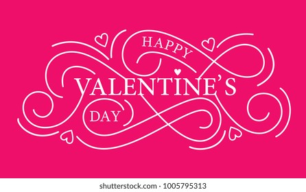 Happy Valentines Day typography vector design for greeting cards and poster. Valentines Day text on a pink background. Design template celebration. Vector illustration.