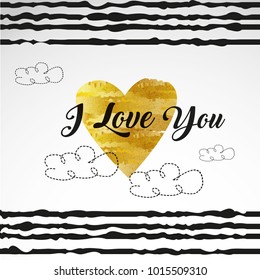 Happy Valentines day typography. Vector design. - gold modern Illustration
