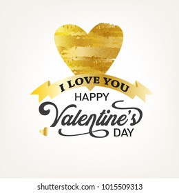 Happy Valentines day typography. Vector design. - gold modern Illustration