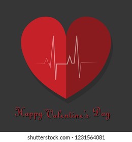 Happy valentines day typography vector design with paper cut red heart shape hot air balloons flying in white background. Vector illustration.