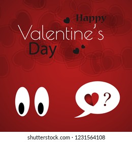 Happy valentines day typography vector design with paper cut red heart shape hot air balloons flying in white background. Vector illustration.