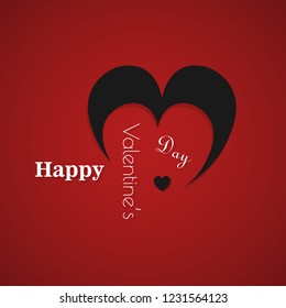 Happy valentines day typography vector design with paper cut red heart shape hot air balloons flying in white background. Vector illustration.
