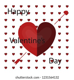 Happy valentines day typography vector design with paper cut red heart shape hot air balloons flying in white background. Vector illustration.