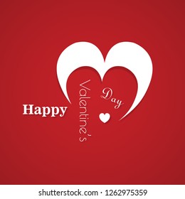 Happy valentines day typography vector design with paper cut red heart shape in background. Vector illustration.