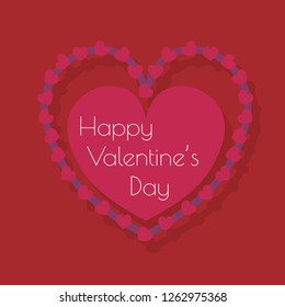 Happy valentines day typography vector design with paper cut red heart shape in background. Vector illustration.