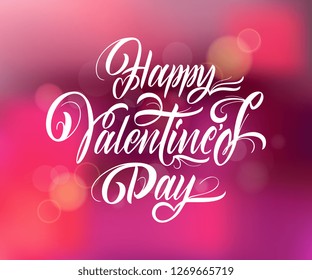 Happy Valentines Day typography vector design for greeting cards and poster. Valentines Day vector text on a blurred background. Design template celebration. Vector illustration.