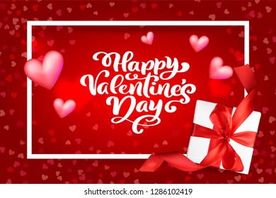 Happy Valentines Day typography vector design for greeting cards and poster. Valentine vector text on a red holidays background. Design template celebration illustration.
