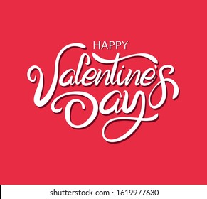 Happy Valentines Day Typography Vector Lettering design on red background,  Vector illustration.