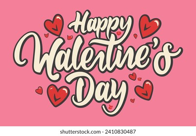 Feliz Día de San Valentín diseño gráfico vectorial. San Valentín tarjeta de saludo romántico con membrete, cartel, plantilla de banner