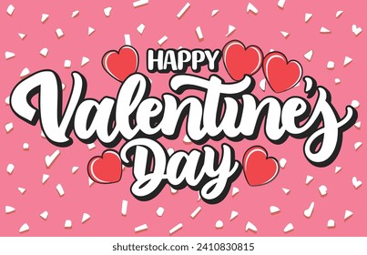 Happy Valentines Day typography vector illustration design. Valentines Day lettering greeting card poster template. Valentines Day romantic greeting card, invitation, banner template