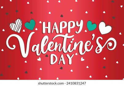 Feliz Día de San Valentín diseño gráfico vectorial. San Valentín tarjeta de saludo romántico con membrete, cartel, plantilla de banner