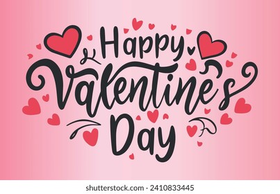 Happy Valentines Day typography vector illustration design. Valentines Day romantic lettering greeting card, poster, banner template