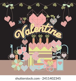 Happy Valentine's Day Typography Vector Design.