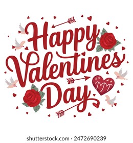 Happy valentines day typography in vector