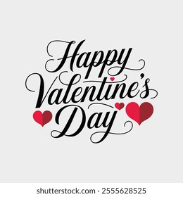 Happy Valentine's Day Typography Vector Design – Romantic Template for 14th February Celebration. Perfect for Wallpaper, Flyer, Poster, Sticker, Banner, and Greeting Card Design.