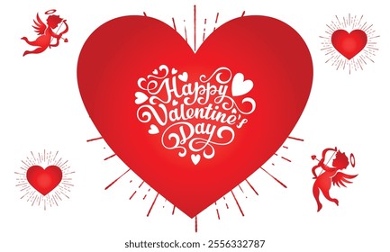 Happy Valentines Day typography vector illustration. Romantic Template design for celebrating valentine's Day on 14 February. Wallpaper, flyer, poster, sticker, banner, card.