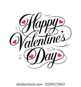 Happy Valentines Day typography. Vector illustration. Romantic postcard, card, invitation, banner,  poster design.