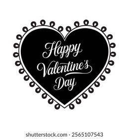 Happy Valentine's Day typography vector art illustration. Happy Valentine's Day text with a heart love shape Vector art illustration isolated on a white background. 
