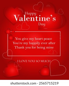 Happy valentines day typography vector design with red heart shape. Vector illustration greeting card