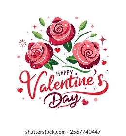 Happy Valentines Day typography vector illustration. Romantic Template design for celebrating valentine's Day on 14 February. Wallpaper, flyer, poster, sticker, banner, card.