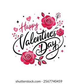 Happy Valentines Day typography vector illustration. Romantic Template design for celebrating valentine's Day on 14 February. Wallpaper, flyer, poster, sticker, banner, card.