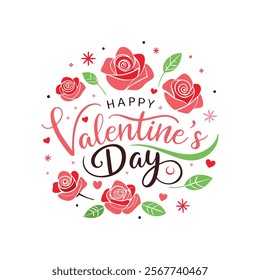 Happy Valentines Day typography vector illustration. Romantic Template design for celebrating valentine's Day on 14 February. Wallpaper, flyer, poster, sticker, banner, card.