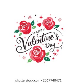 Happy Valentines Day typography vector illustration. Romantic Template design for celebrating valentine's Day on 14 February. Wallpaper, flyer, poster, sticker, banner, card.