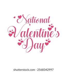 Happy Valentine's Day typography vector with romantic design elements. Perfect for celebrating love on February 14th. Ideal for posters, wallpapers, flyers, and social media designs.