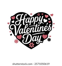 Happy Valentines Day typography vector illustration.