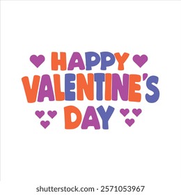 Happy Valentine's Day Typography - Vector Illustration, Line Art, Silhouette, Icon, and Clipart Designs