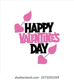 Happy Valentine's Day Typography - Vector Illustration, Line Art, Silhouette, Icon, and Clipart Designs