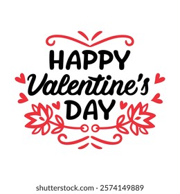 Happy valentines day typography vector illustration.
