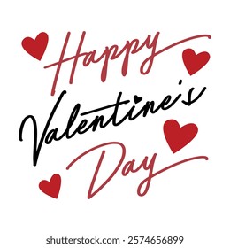 Happy valentine's day typography vector illustration.