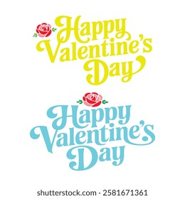 Happy Valentine's Day Typography Vector Art Calligraphy Illustration set