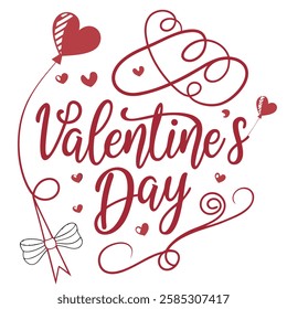 Happy Valentine's day typography vector design with white background
