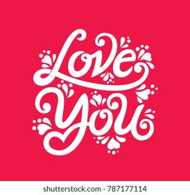 Happy Valentines Day typography vector design for greeting cards and poster. Design template celebration. Love You  text in the red heart. Vector illustration.