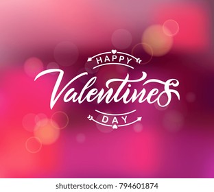 Happy Valentines Day typography vector design for greeting cards and poster. Valentines Day vector text on a blurred background. Design template celebration. Vector illustration.