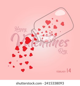 Happy Valentines Day Unique Jar Of Hearts Vector Design 