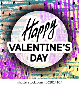 Happy Valentine's Day Unusual Fun Congratulation Card Hand Drawn Collage.  Best Fashion Design Vector Illustration: Decoration Typography Slogan Holiday Days and Celebration Date.