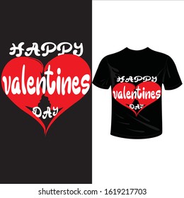 Happy Valentines day. Valentine decorative colored t-shirt concept with calligraphy Happy Valentine`s day. Abstract isolated graphic design template.  heart.
