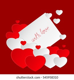 Happy Valentine's day. Valentine greeting card with hearts. Love romantic messages. Vector illustration