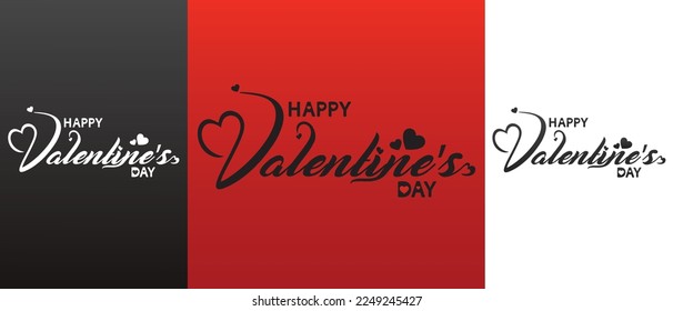 Happy valentine's day vector art design with heart and beautiful hand written letters 