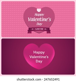 Happy Valentine's Day Vector Art Illustration. Pink glowing heart over heart pattern and radial gradient background.
